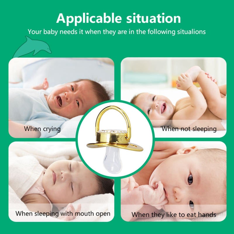 جلوجلو Golden Letter Baby Pacifier, Personalized Bling Pacifier with Pacifier Clips and Anti-Dust Cover for Baby Shower Newborn Birthday Photography(Letter B) - Image 5