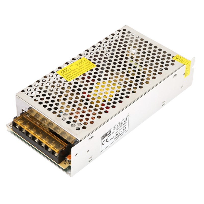 24V DC Switching Power Supply 120W 5A Aluminum - High Stability Copper Enameled Wire - Intelligent Protection for LED Lighting Security Monitoring - Image 1