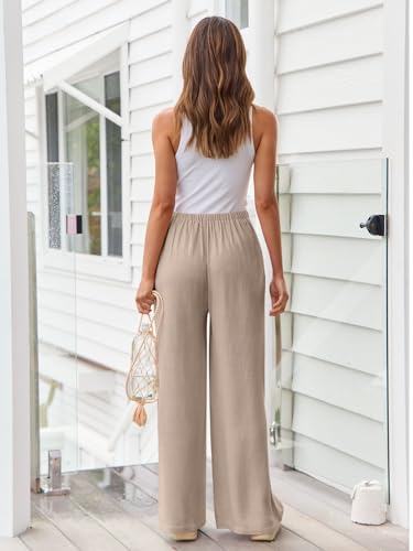 LILLUSORY Linen Wide Leg Pants Womens Palazzo Flowy Beach Vacation 2025 Summer Spring Fashion Outfits Clothes Clothing Trendy Skirt Cruise High Waisted Bohemian Travel Trousers with Pockets - Image 4