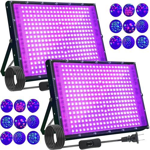 Arckarling 2 Pack 300W Blacklight 336 LEDs, UV Lamp Black Lights for Glow Party, 395nm, IP65 Outdoor Black Light Fixture for Halloween, Glow in The Dark Party, Fluorescent Poster Tapestry, Body Painting - Image 1