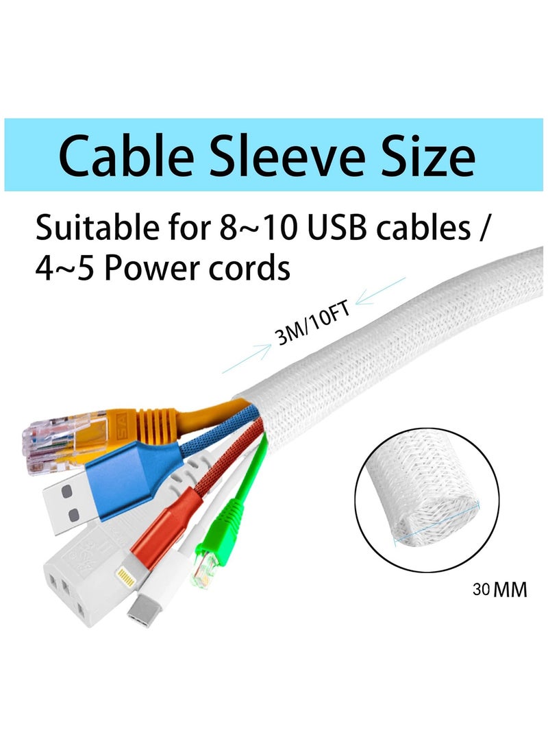 NNEWVANTE Cable Tidy Sleeve, 3m Cable Management Tube for PC/TV, Diameter 12-20mm, Self Adhesive Protector Wire Tidy Organiser for Home, Office - White - Image 4