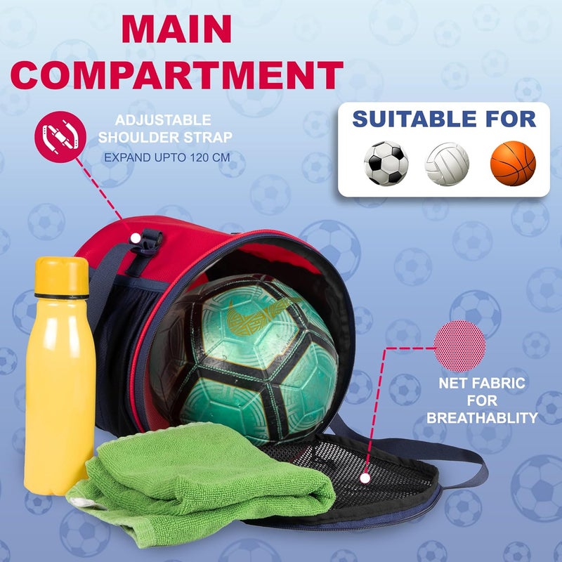 WHACKK Kick Soccer Red Navy Football Equipment Bags|Basketball Volleyball Bags |Adjustable Strap Backpack |Ball Bag |Kitbag - Made in India - Image 4