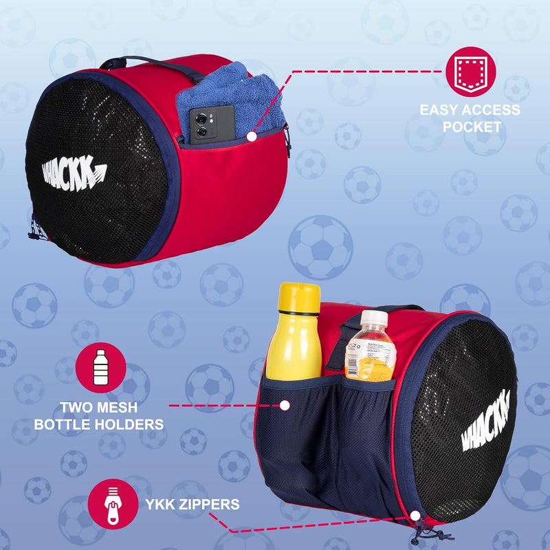 WHACKK Kick Soccer Red Navy Football Equipment Bags|Basketball Volleyball Bags |Adjustable Strap Backpack |Ball Bag |Kitbag - Made in India - Image 3