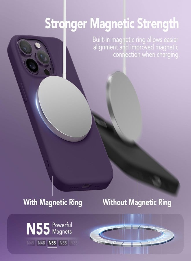 GONEZ for iPhone 14 Pro Case, Compatible with Magsafe, with Screen Protector + Camera Lens Protector, Soft Anti-Scratch Microfiber Lining, Shockproof Liquid Silicone Phone Cover, Deep Purple - Image 4