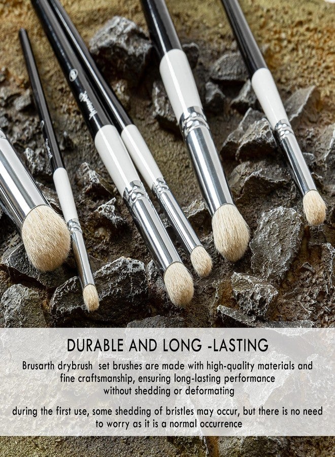 Brusarth Drybrush Set-Hobby Detail Paint Brush Set, 6 Sizes Goat Hair Acrylic Paint Brushes for Tabletop & Wargames Miniature Watercolor Oil Painting, Model for Beginners & Professional - Image 3