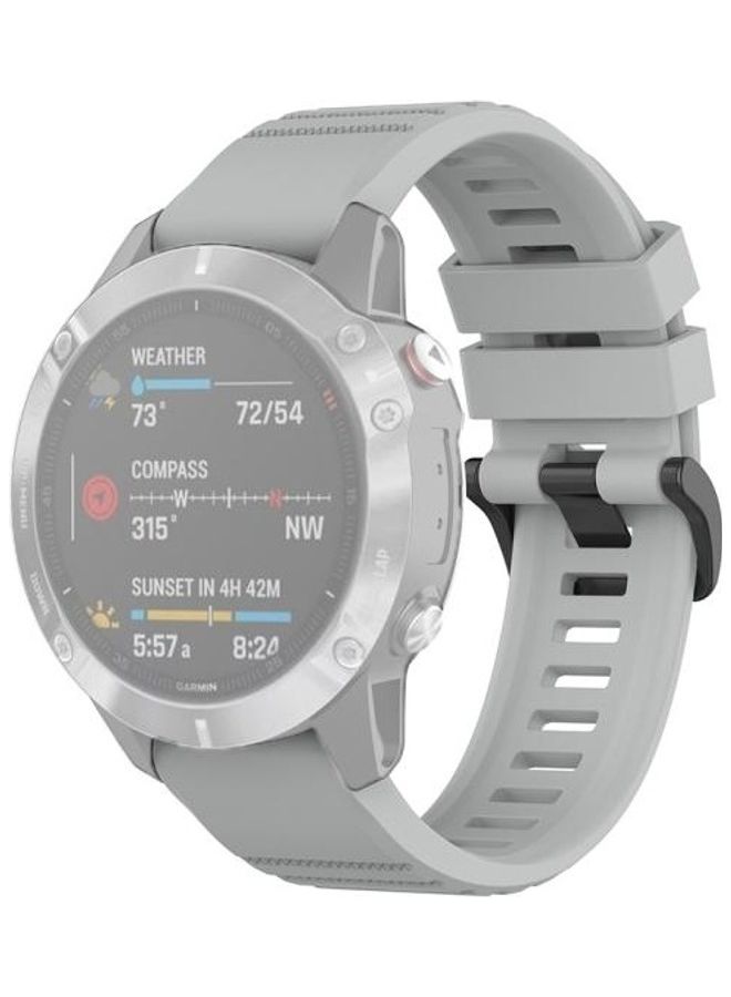 NIBEMINENT Quick Release Official Texture Watchband with Plastic Button For Garmin Fenix 6 22mm Grey - Image 1
