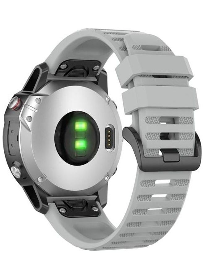 NIBEMINENT Quick Release Official Texture Watchband with Plastic Button For Garmin Fenix 6 22mm Grey - Image 2