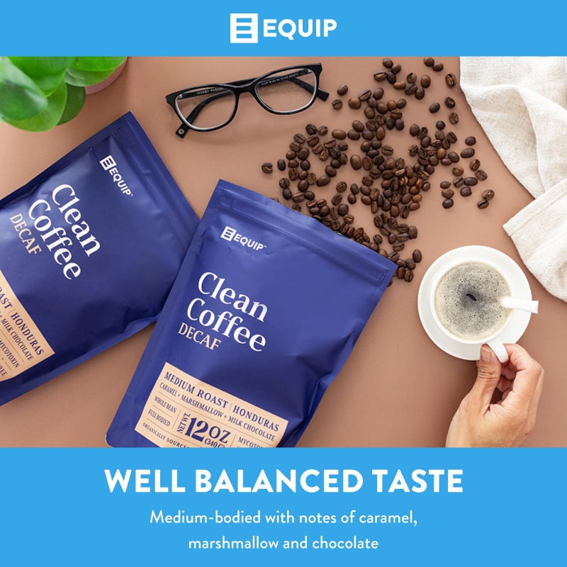 Equip قهوة نظيفة من إكويب فودز بدون كافيين | معيار الذهب، عضوي معتمد، تجارة عادلة، متجددة | تحميص متوسط، حبوب كاملة، هندوراس | كراميل + مارشميلو + شوكولاتة بالحليب - Image 4