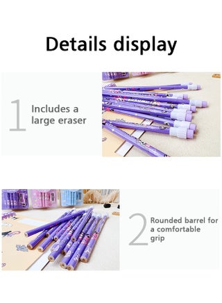 12Pcs/Pack Wooden Lead Pencil Set, with eraser and pencil sharpener, High Appearance Level Set HB Pencils, In Colorful Lead Cute Cartoon Box - view 4