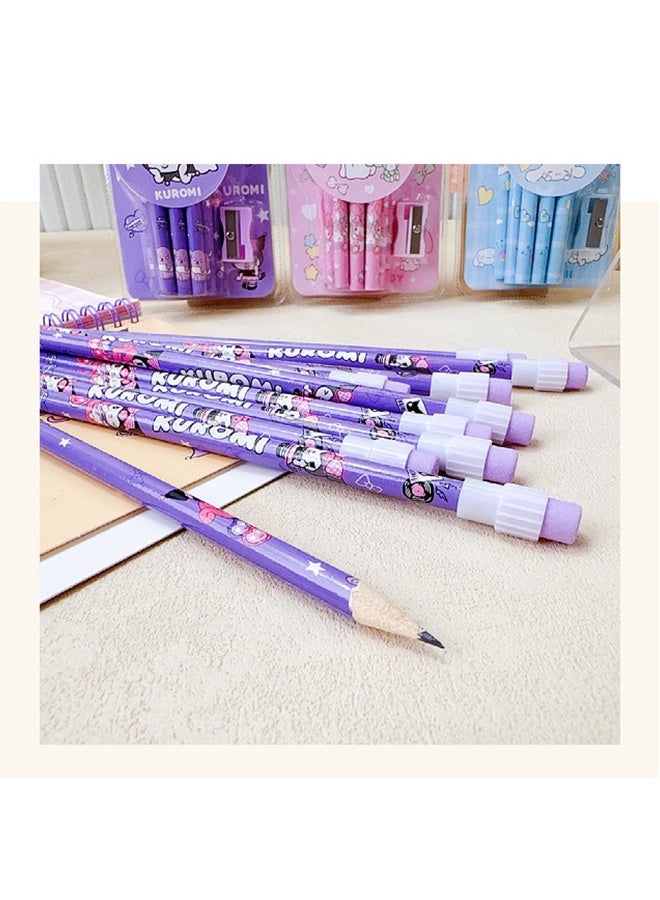 Sanrio 12Pcs/Pack Wooden Lead Pencil Set, with eraser and pencil sharpener, High Appearance Level Set HB Pencils, In Colorful Lead Cute Cartoon Box - Image 3