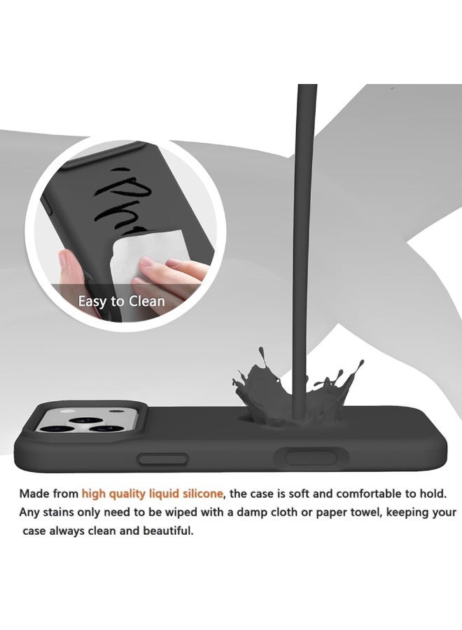 راكسوم متوافق مع غطاء iPhone 17 Pro Max، غطاء واقٍ رفيع من السيليكون السائل بثلاث طبقات من المطاط الهلامي الناعم المقاوم للصدمات مع بطانة من الألياف الدقيقة المضادة للخدش - أسود - Image 3