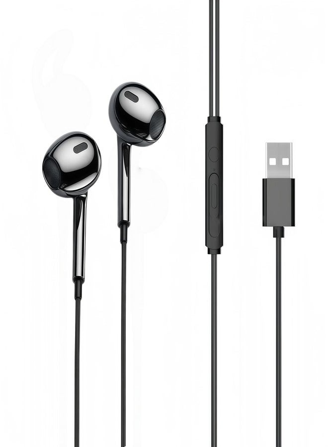 basecolors USB Headset with Microphone for PC Laptop, USB Earbuds with Mute Volume Control Stereo Bass for PC Desktop Dell HP Acer Laptop Meetings/Music,School,Black 8.2Ft(2.5M) - Image 1