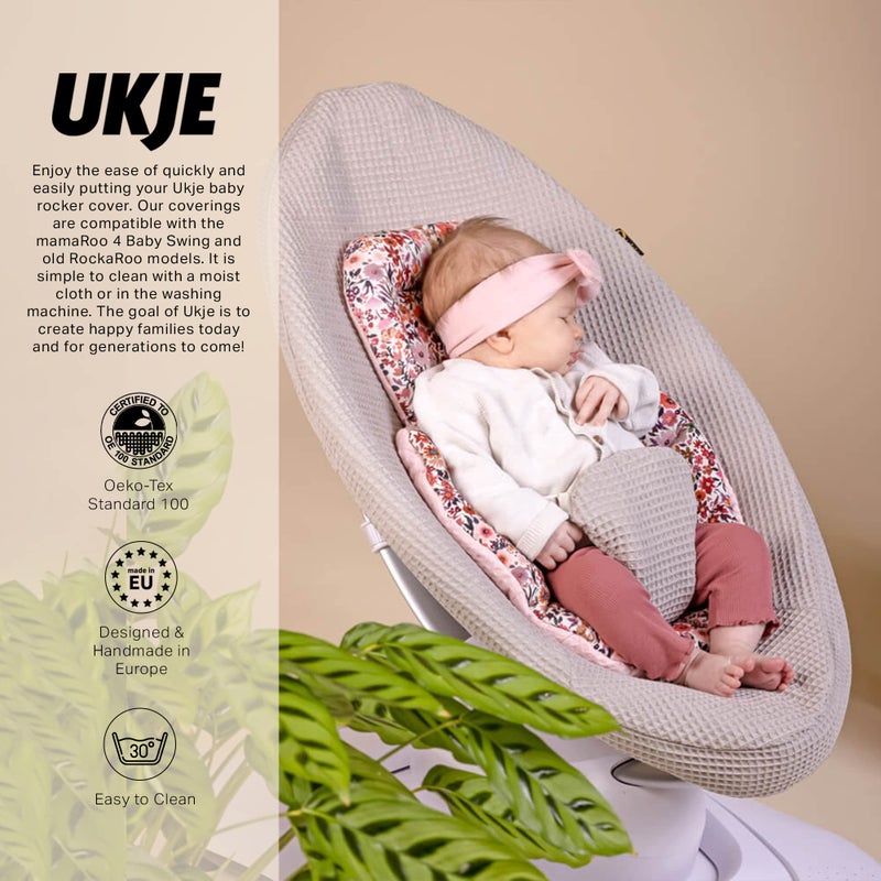 UKJE Liner Baby Rocker Cover, Compatible with 4moms mamaRoo 4 Old Model Before 2022, 100% Oeko-Tex Cotton, Washable Baby Swing Cover, Baby Bouncer Protective Liner Cover, Made in EU, Taupe - Image 3