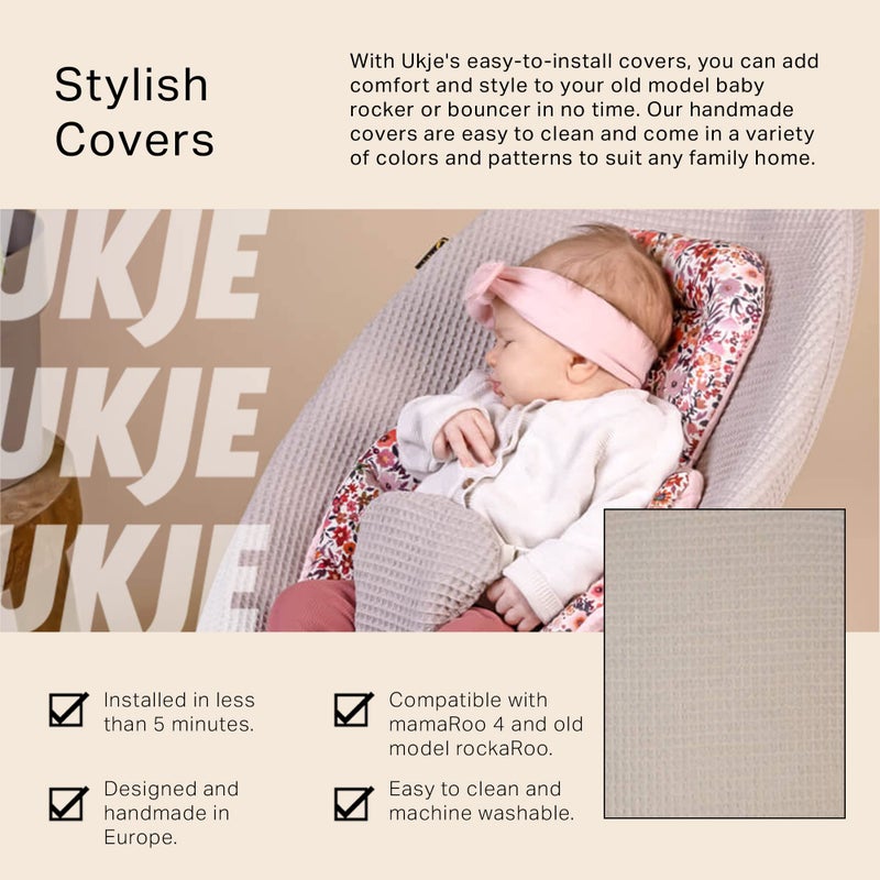 UKJE Liner Baby Rocker Cover, Compatible with 4moms mamaRoo 4 Old Model Before 2022, 100% Oeko-Tex Cotton, Washable Baby Swing Cover, Baby Bouncer Protective Liner Cover, Made in EU, Taupe - Image 2
