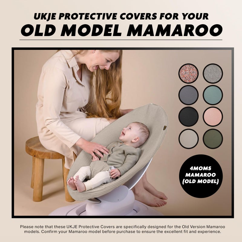 UKJE Liner Baby Rocker Cover, Compatible with 4moms mamaRoo 4 Old Model Before 2022, 100% Oeko-Tex Cotton, Washable Baby Swing Cover, Baby Bouncer Protective Liner Cover, Made in EU, Taupe - Image 5