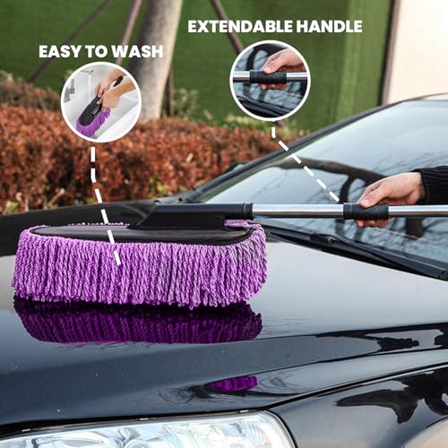 Maxoshine Microfiber Car Duster Brush with Extendable Handle | Dusting Brush for Interior & Exterior | Scratch-Free Cleaning Microfiber Duster for Car & Home Cleaning (Purple) - Image 5