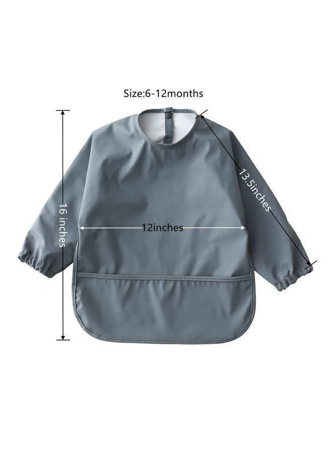 GZMM Waterproof Baby Bibs Infant Toddler Long Sleeve Feeding Bib With Food Catcher Wipe Clean & Washable - Image 5