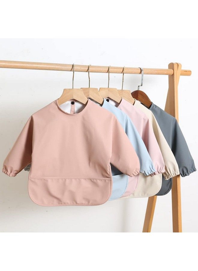 GZMM Waterproof Baby Bibs Infant Toddler Long Sleeve Feeding Bib With Food Catcher Wipe Clean & Washable - Image 4