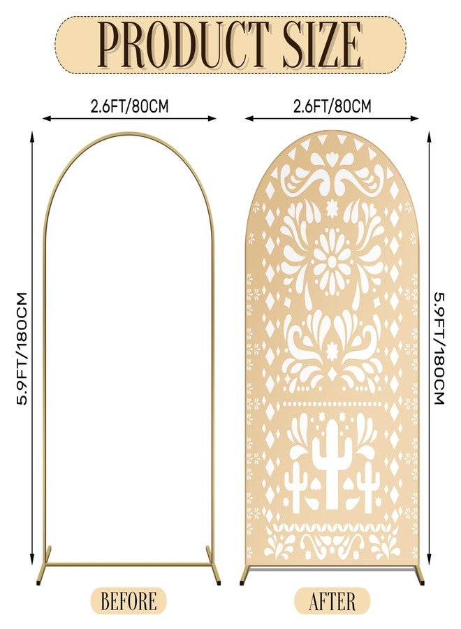 Tingjoo Beige Yellow Arch Backdrop for Baby Shower Mexican Talavera Wedding Party Stretchy Arch Stand Cover Doubleside Banner Baptismx Birthday Decoration Props(Only Cover) (2.6x5.9ft) - Image 3