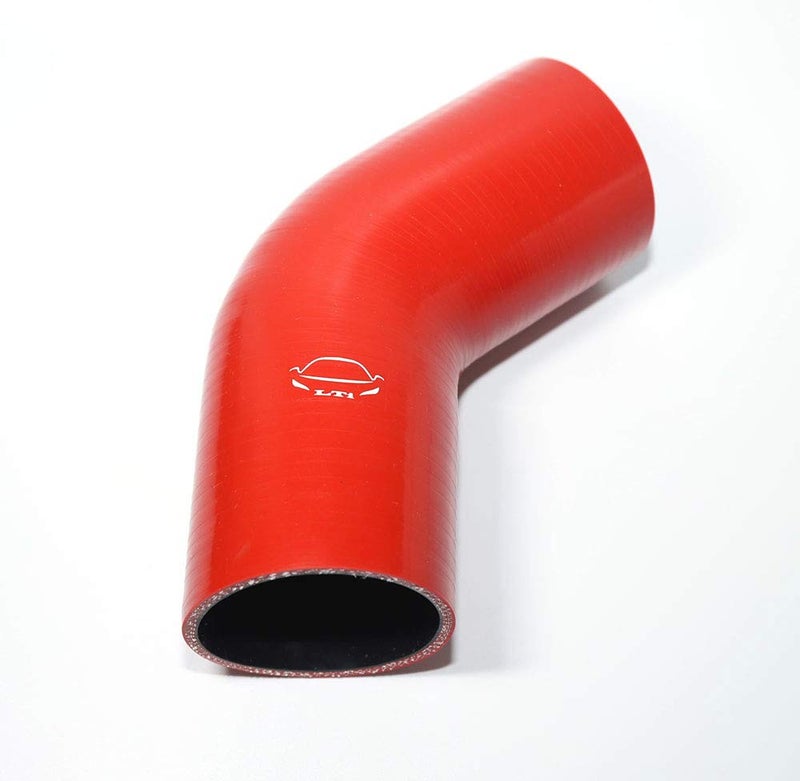 TenkeAuto 4-Ply Reinforced 45 Degree 3" ID Elbow Silicone Hose Coupler for Turbo/Intercooler/Piping (RED 3'') - Image 2