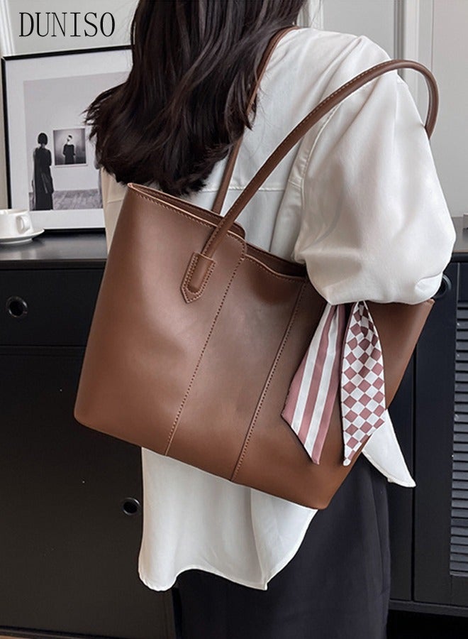 Women's Shoulder Tote Bag Faux Leather Handbag for Women Large Capacity Messenger Fashionable Travel Shoulder Bag for Ladies Girls College Students