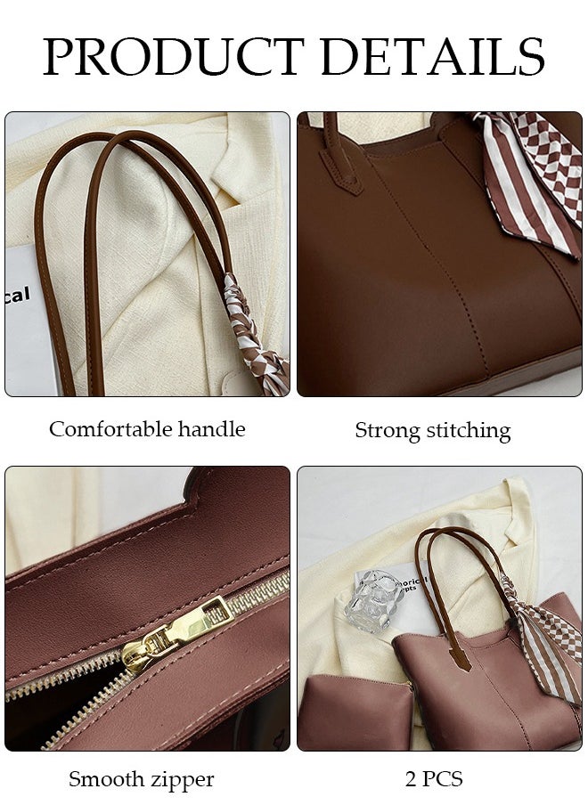 DUNISO Women's Shoulder Tote Bag Faux Leather Handbag for Women Large Capacity Messenger Fashionable Travel Shoulder Bag for Ladies Girls College Students  - Image 3