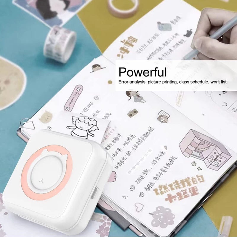 Pink Portable Mini Sticker Printer Bluetooth Thermal Inkless Label Maker For Photo Notes - Image 4