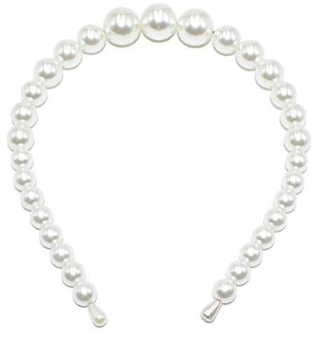 Aeyistry 1Pieces Pearls Headbands Elegant White Faux Pearl Pearl Headbands Hair Hoops Hair Accessories for Women and Girls