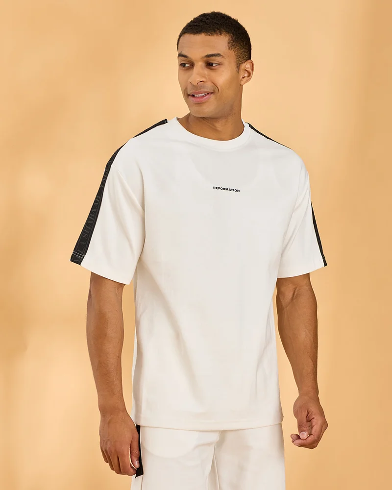 Redtag Men Ivory Printed T-Shirt