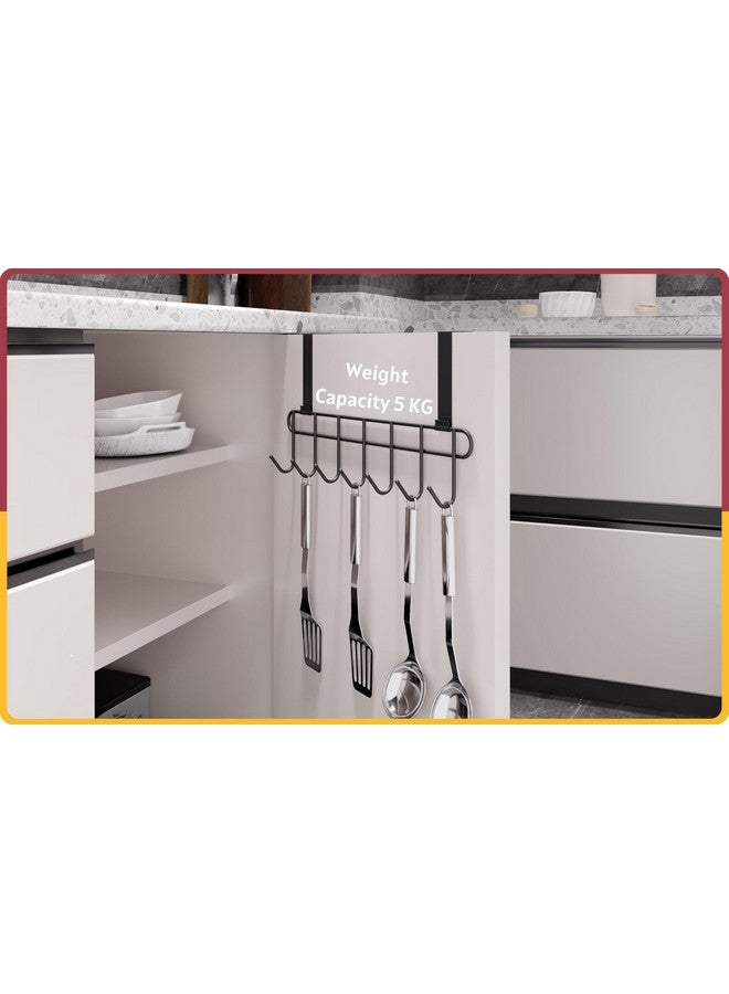 Amiraj Multi-Alloy Steel Over-The-Door Hook Hanger Rack | No Drilling Required, 7 Hooks for Bedroom, Bathroom & Kitchen Doors | Hanging Organizer, Black (Pack of 1) - Image 5
