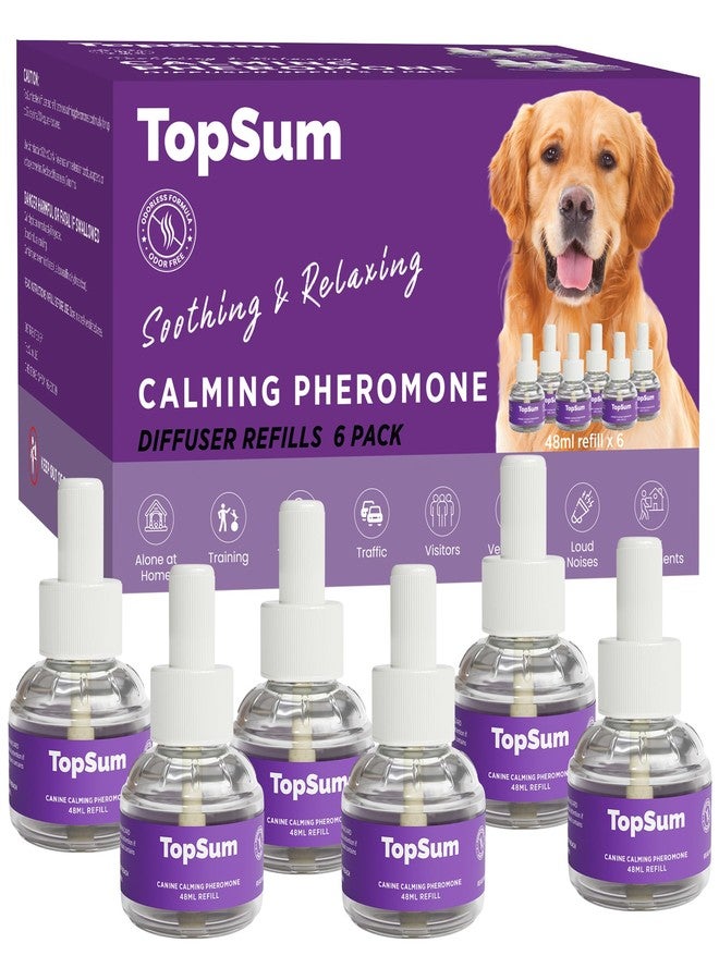 TopSum Dog Calming Diffuser Refills: 6 Pack Dog Pheromones Calming Diffuser Refills - Dog Appeasing Pheromone - Pheromones for Dogs - Calming Pheromones for Dogs, 6 Pack (Purple) - Image 1