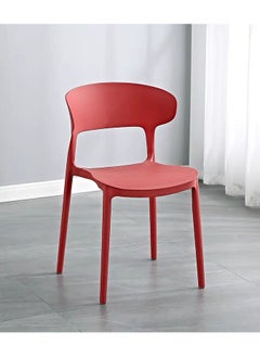 LANNY Jeffcoco Furniture Modern Mid Century Premium Plastic Chair, Curved Back Dining Chairs For Kitchen Garden Lounge Meeting Room,1 piece Red  - Image 1