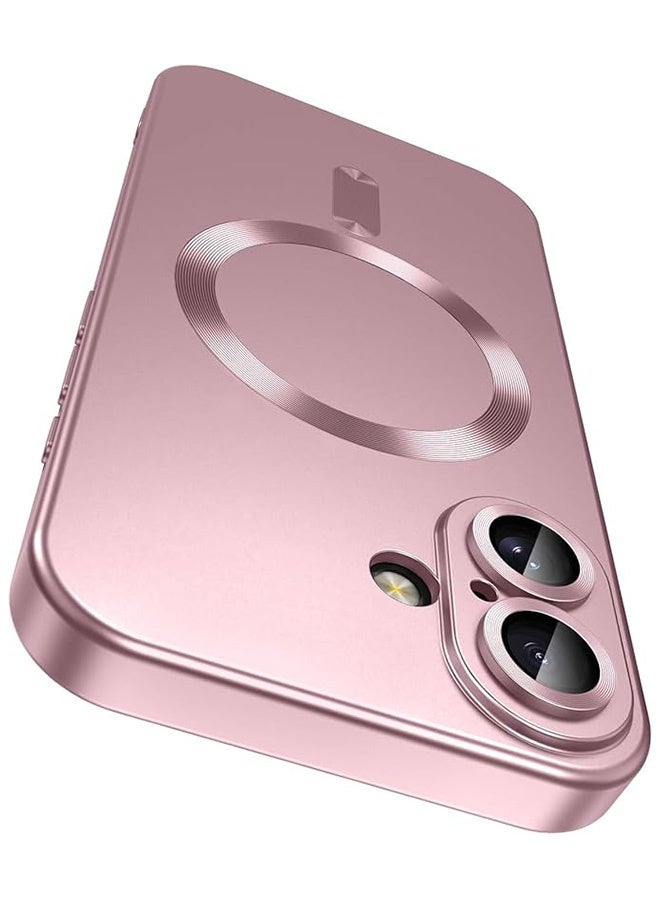 حالة مغناطيسية لآيفون 17، [توافق مع MagSafe] [محمية عدسة الكاميرا المدمجة] [خفة ورقع] حافظة سيليكون ناعمة مقاومة للصدمات بلمسة معدنية لآيفون 17 مقاس 6.3 بوصة، باللون الوردي - Image 1