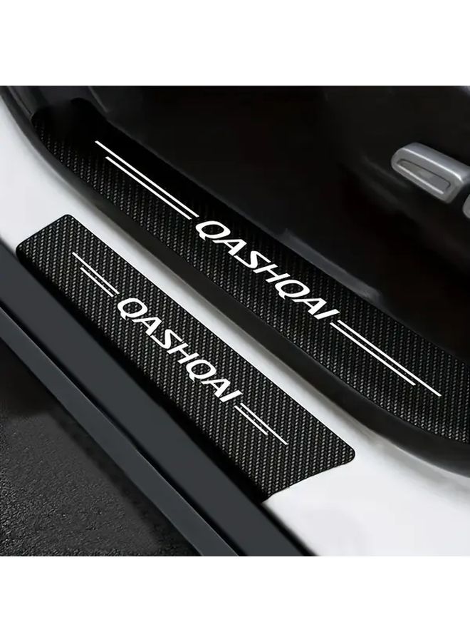 Carbon Fiber Black 5pcs Heavy Duty PVC Car Threshold Protection Vinyl Stickers For Nissan Qashqai - Image 3