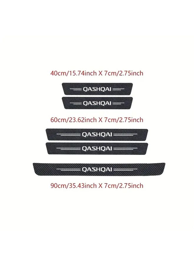 Carbon Fiber Black 5pcs Heavy Duty PVC Car Threshold Protection Vinyl Stickers For Nissan Qashqai - Image 2