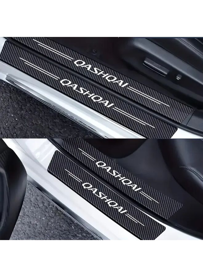 Carbon Fiber Black 5pcs Heavy Duty PVC Car Threshold Protection Vinyl Stickers For Nissan Qashqai - Image 4