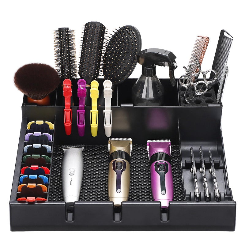 Noverlife Large Barber Station Organizer for Corded Clippers Guards Barber Clipper Tray Antislip Hair Trimmer Holder Multifunctional Detachable Hairdressing Tool Holder Salon Haircut Supplies Storage Case - Image 2