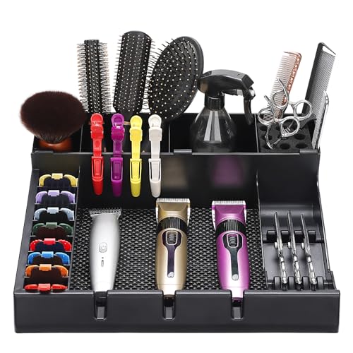 Noverlife Large Barber Station Organizer for Corded Clippers Guards Barber Clipper Tray Antislip Hair Trimmer Holder Multifunctional Detachable Hairdressing Tool Holder Salon Haircut Supplies Storage Case - Image 1