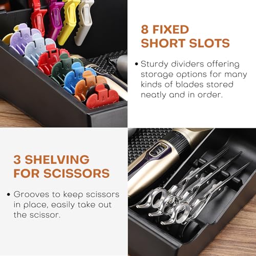 Noverlife Large Barber Station Organizer for Corded Clippers Guards Barber Clipper Tray Antislip Hair Trimmer Holder Multifunctional Detachable Hairdressing Tool Holder Salon Haircut Supplies Storage Case - Image 3