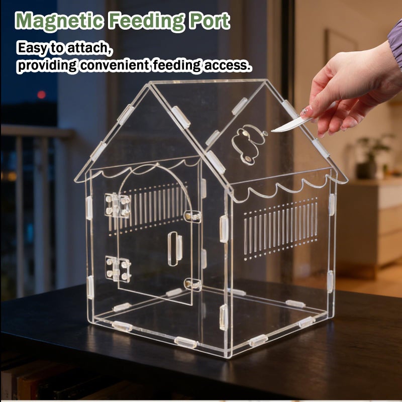 WEIKEJINA Acrylic Jumping Spider Enclosure, 8"x8"x12" Portable Tarantula Habitat with Ventilation, Clear Small Reptile Terrarium Tank for Pet Insects - Image 4