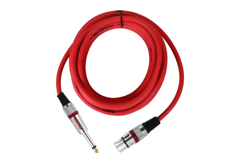 KEBILSHOP Mic Cable 6.35mm Jack Male To XLR 3PIN Female Cord Wire For Microphone/Guitar Cable .Red,1pc pack. (15 Meter/49.2 Feet) Red Cable - Image 4