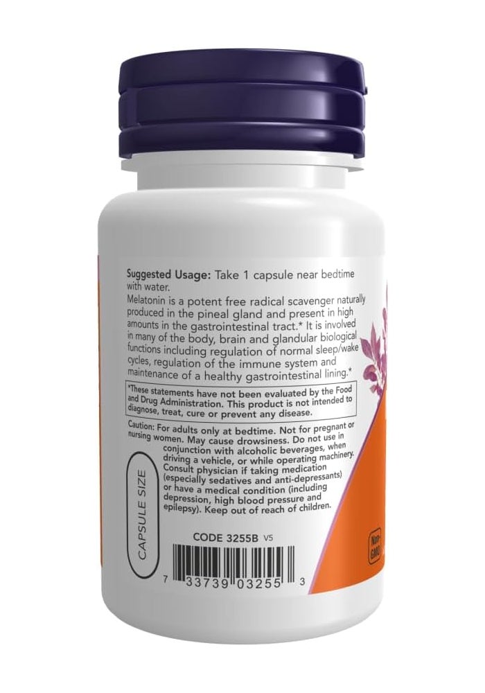 NOW Foods Melatonin 3mg - 60 Veg Capsules - Image 4