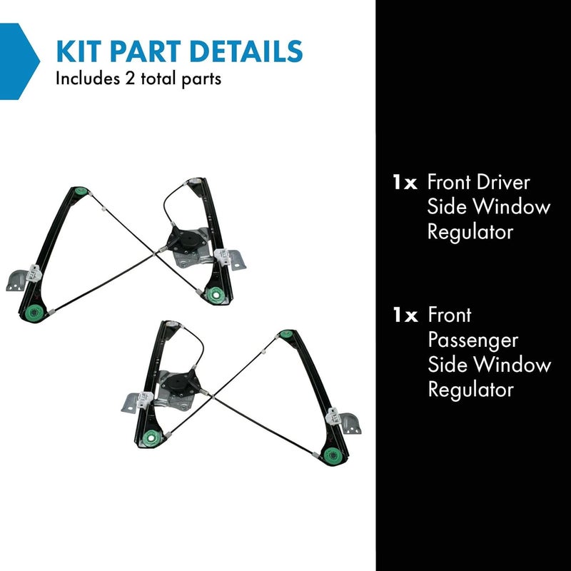 TRQ Front Power Window Regulator Set Compatible with 1999-2004 Oldsmobile Alero 1999-2005 Pontiac Grand Am - Image 2