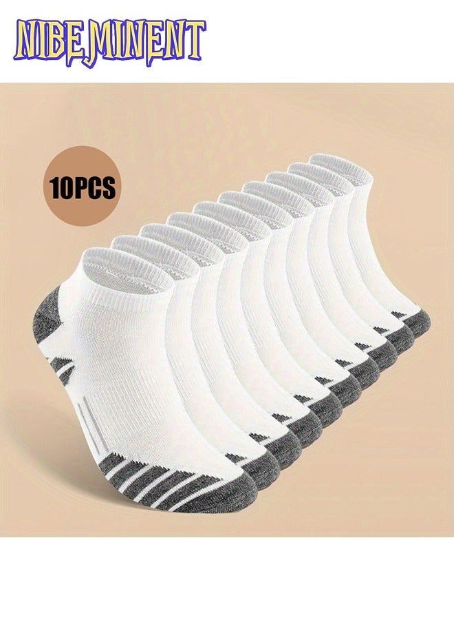 NIBEMINENT 10 Or 20 Pairs Of Men's Anti Odor & Sweat Absorption Low Cut Socks, Comfy & Breathable Socks, For Daily & Outdoor Wearing, All Seasons Wearing