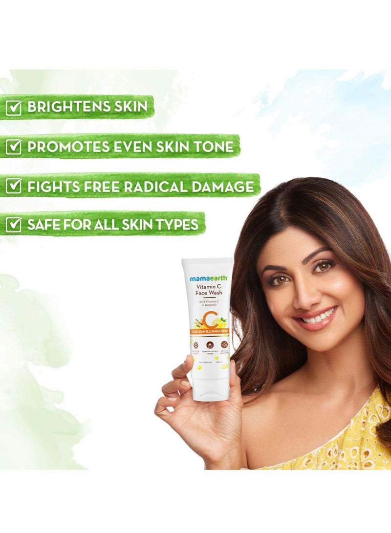 Mamaearth Mamaearth Vitamin C Glow Getter Duo | Vitamin C Face Wash - 100 ml & Vitamin C Daily Glow Sunscreen - 80 g | Brightens Skin | SPF 50 & PA++++ Protection | Revives Natural Glow  - Image 2