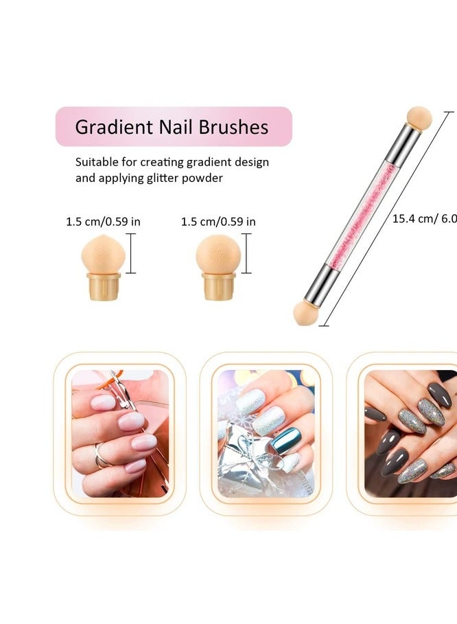 قلم الأظافر مع رأس إسفنجي في كلا الطرفين، فرشاة تجميل أظافر   الجل ، وأظافر أومبير، ورسم الزهور - Image 4