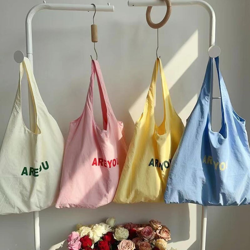 Women's Canvas Shopper Tote Bag with Letter Print - Image 2