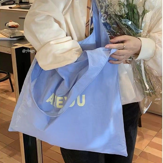 Women's Canvas Shopper Tote Bag with Letter Print - Image 5