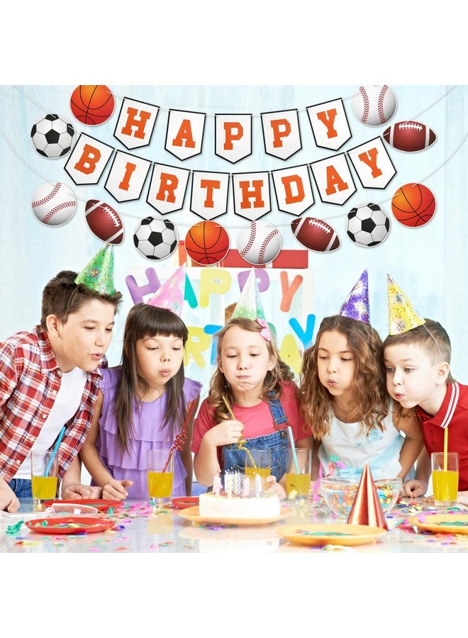 PEUTIER 3pcs Sports Birthday Banner - Happy Birthday Basketball Baseball Football Rugby Decorations for Photo Props Party Supplies - Image 4