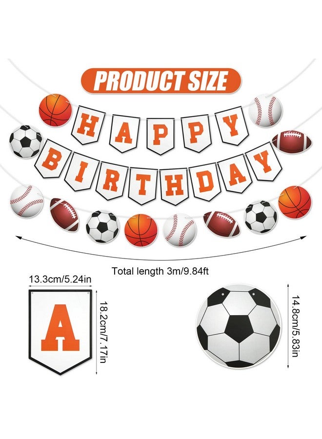 PEUTIER 3pcs Sports Birthday Banner - Happy Birthday Basketball Baseball Football Rugby Decorations for Photo Props Party Supplies - Image 2